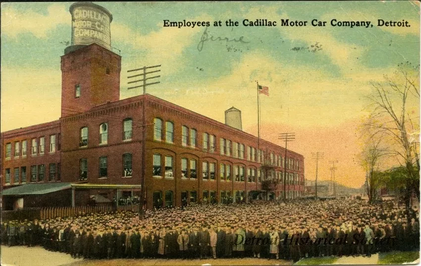 Postcard - Employees at the Cadillac Motor Car Company, Detroit