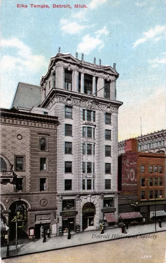 Postcard - Elks Temple, Detroit, Mich.