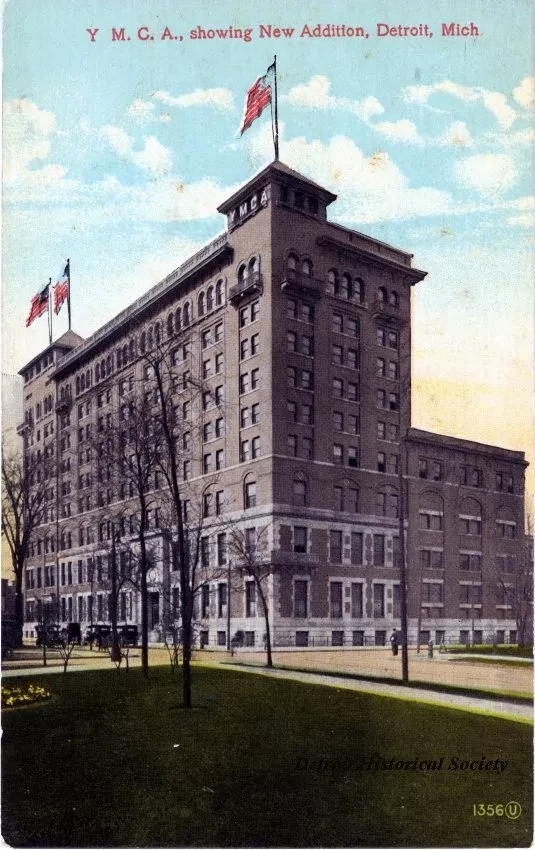 Postcard - Y.M.C.A., showing New Addition, Detroit, Mich