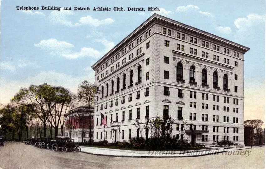 Postcard - Telephone Building and Detroit Athletic Club, Detroit, Mich.