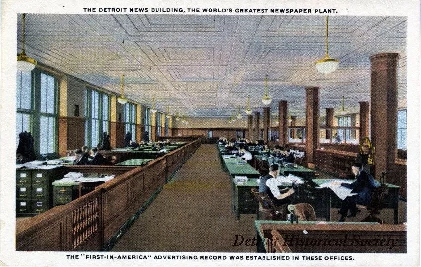 Postcard - The Detroit News Building, The World's Greatest Newspaper Plant