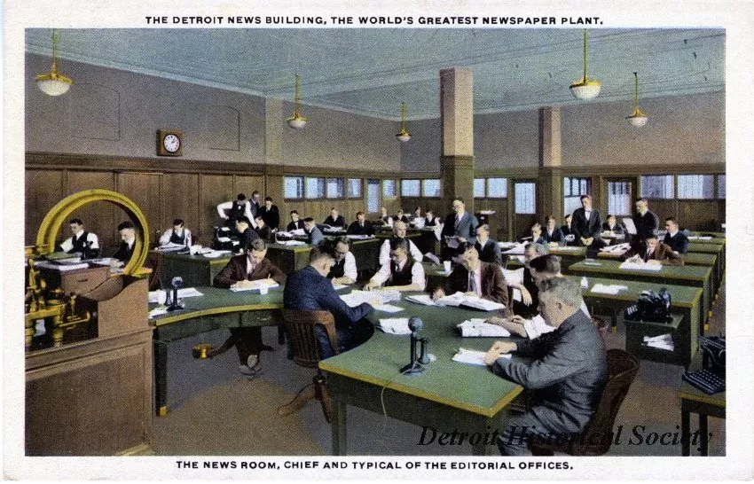 Postcard - The Detroit News Building, The World's Greatest Newspaper Plant