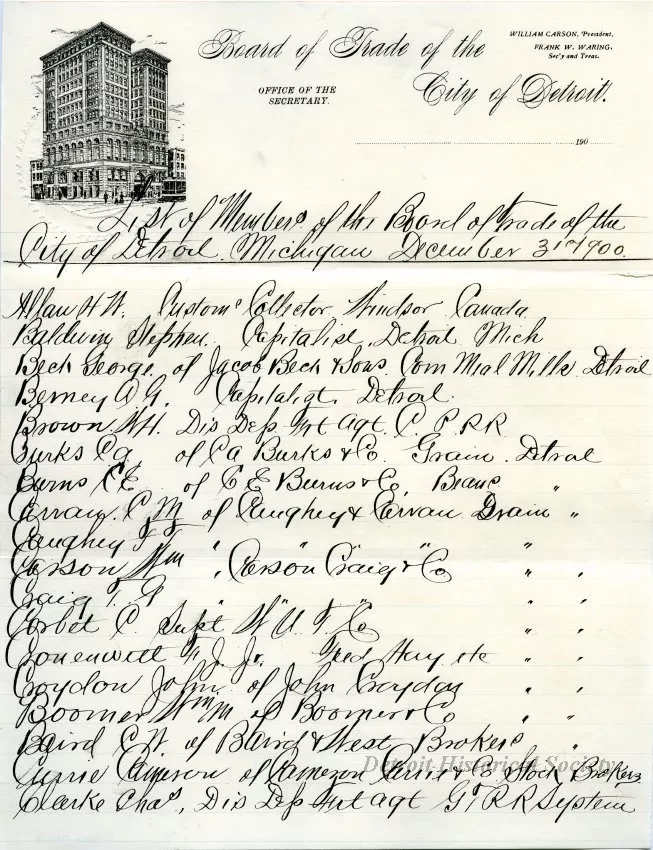 Roster - Board of Trade of the City of Detroit