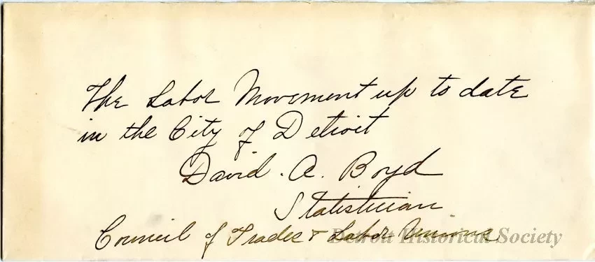 Envelope - The Labor Movement up to Date in the City of Detroit.