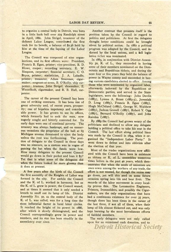 Magazine - The Council of Trades and Labor Unions and the Labor Movement of Detroit