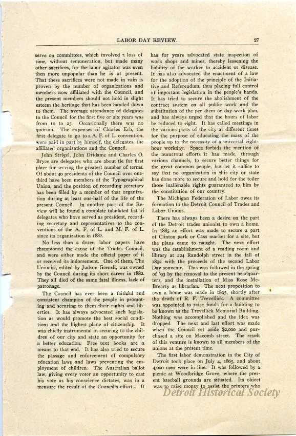 Magazine - The Council of Trades and Labor Unions and the Labor Movement of Detroit