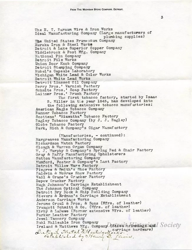 Letter - The Michigan Stove Company