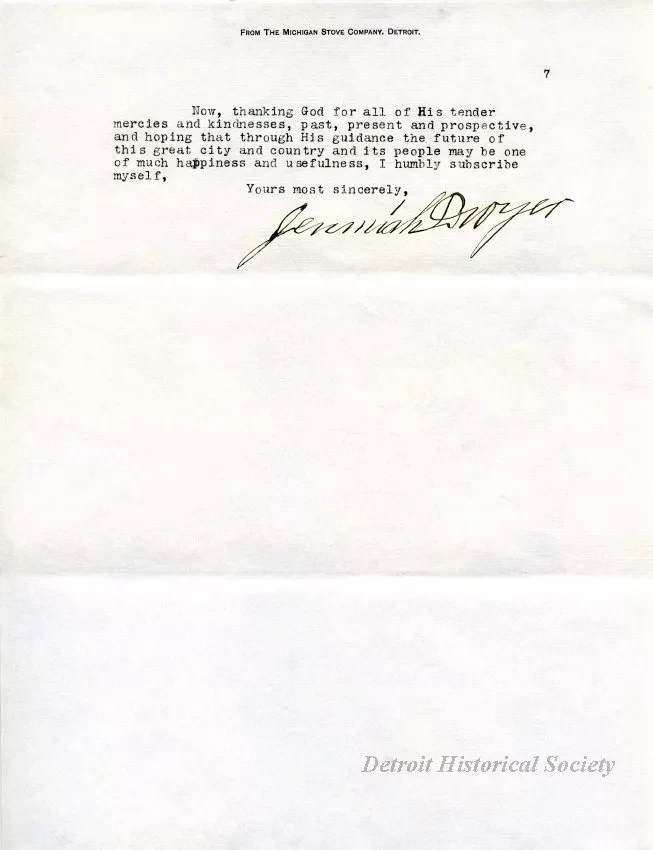 Letter - The Michigan Stove Company