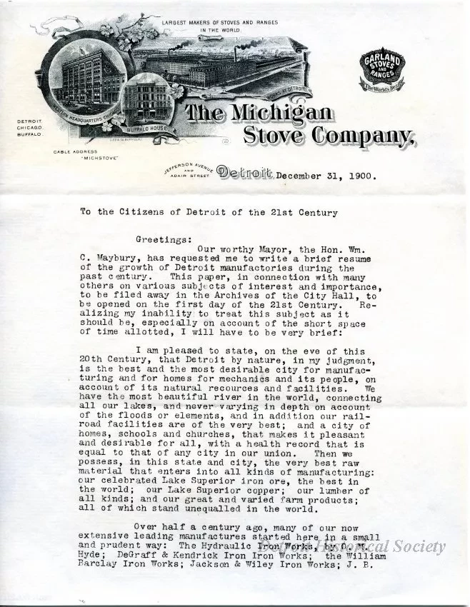 Letter - The Michigan Stove Company