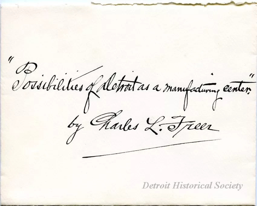 Envelope - Possibilities of Detroit as a Manufacturing Center