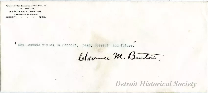 Envelope - Real Estate Titles in Detroit, Past, Present and Future