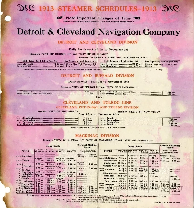 Brochure - 1913 Steamer Schedules