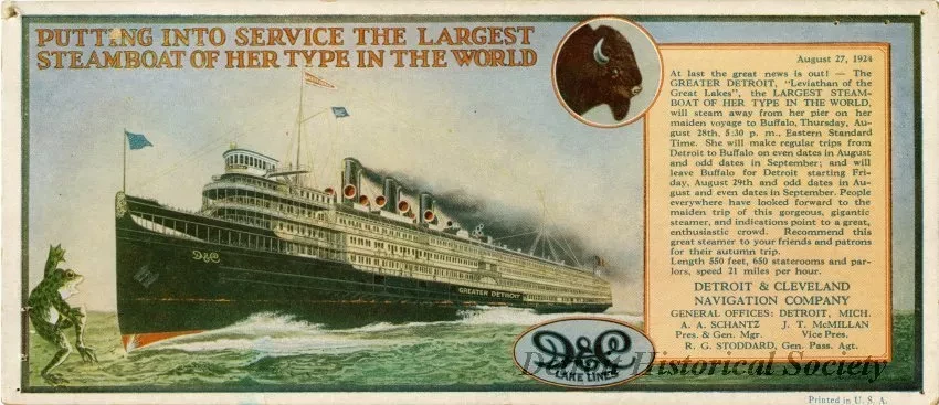 Advertisement - Putting Into Service the Largest Steamboat of her Type in the World