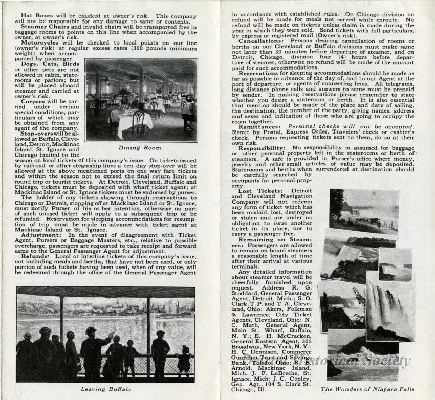 Brochure - D&C Lake Lines, Detroit, Cleveland, Buffalo, Niagara Falls, Mackinac Island, Chicago