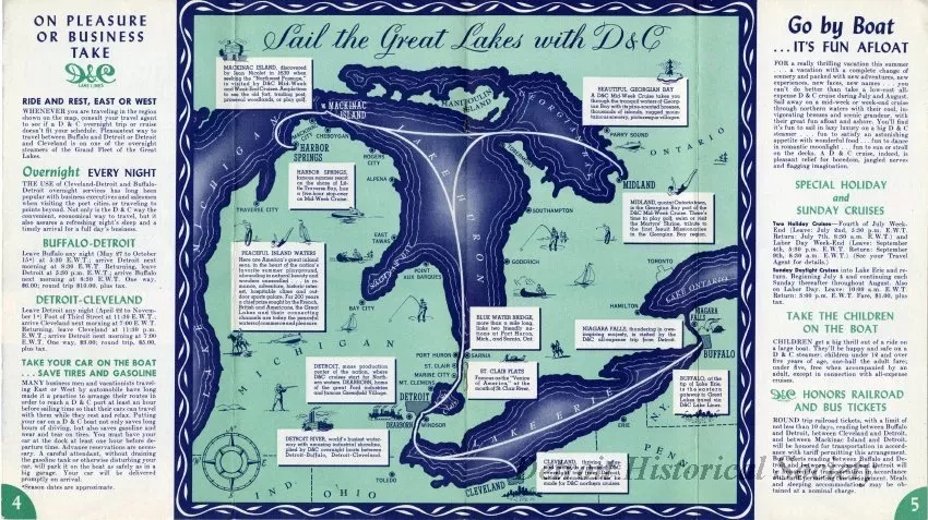 Booklet - D&C Lake Lines Low Cost All-Expense Romance Cruises to Mackinac Island, Harbor Springs, Georgian Bay