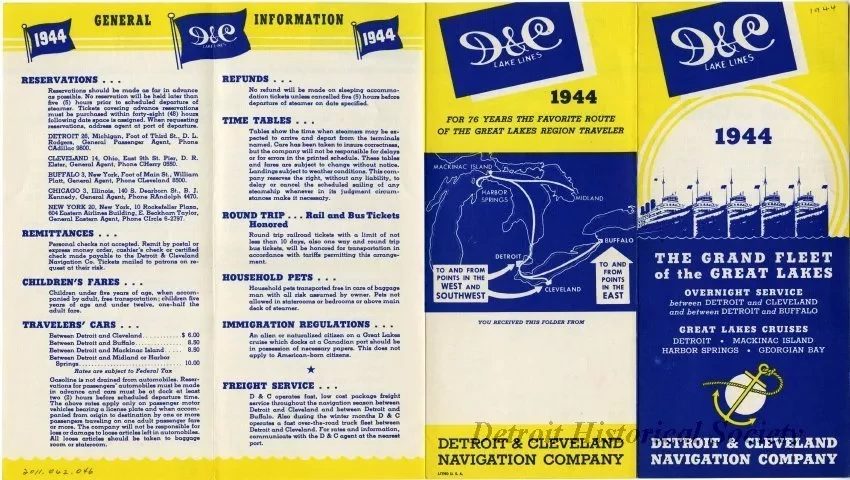 Brochure - D&C Lake Lines, 1944, The Grand Fleet of the Great Lakes