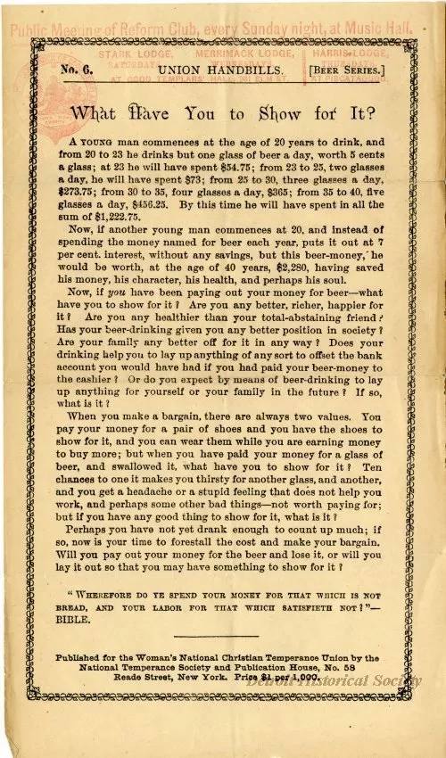 Handbill, Political - What Have You to Show for It?