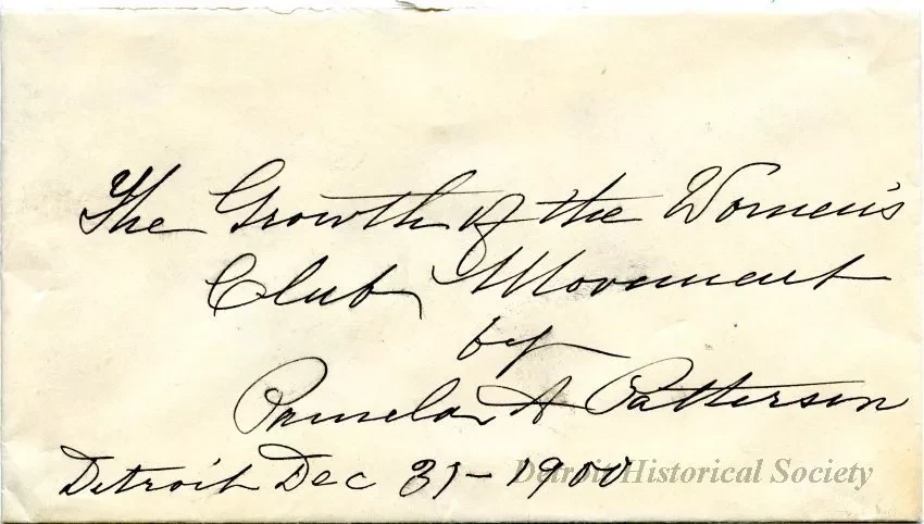 Envelope - The Growth of the Women's Club Movement