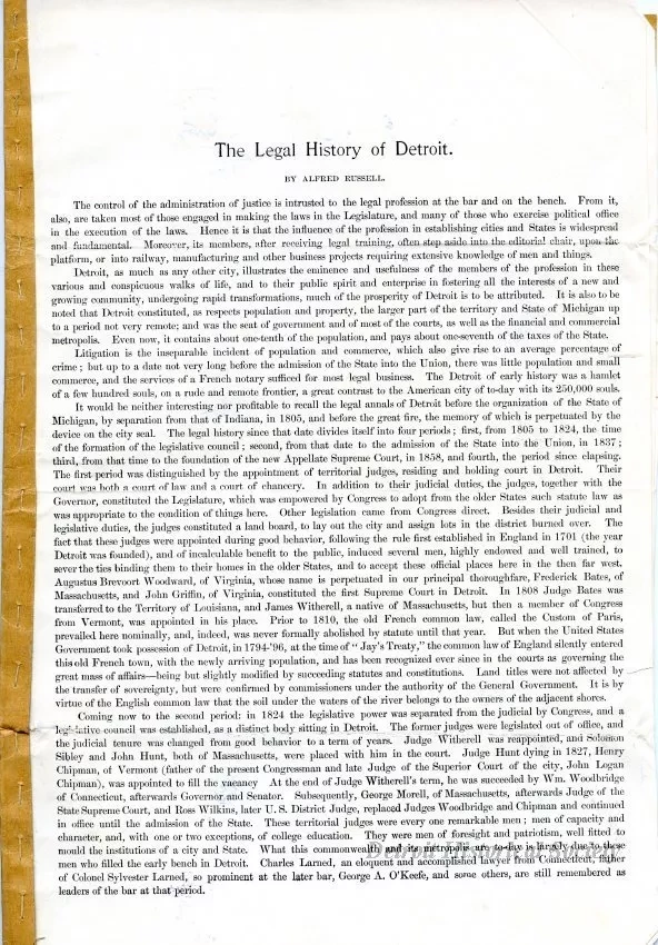Magazine - The Legal History of Detroit