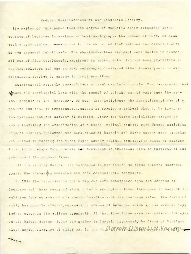 Letter - Medical Reminiscences of the Nineteenth Century