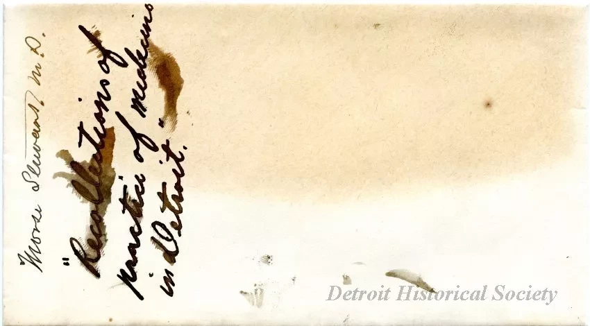 Envelope - Recollections of Practice of Medicine in Detroit