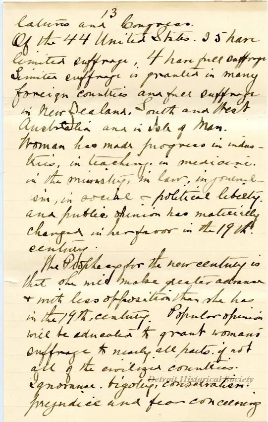 Letter - Woman's Suffrage - Retrospect and Prophecy