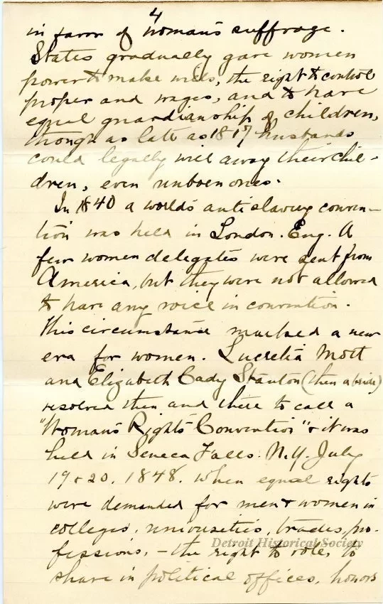 Letter - Woman's Suffrage - Retrospect and Prophecy