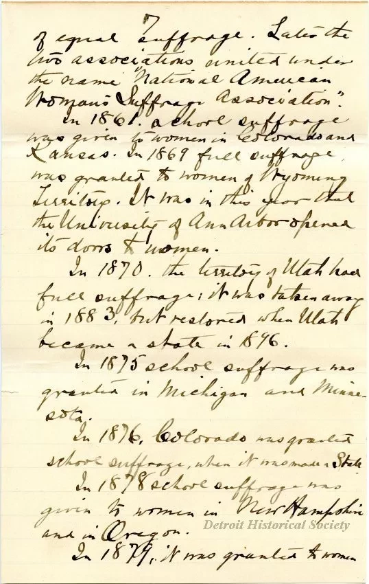 Letter - Woman's Suffrage - Retrospect and Prophecy