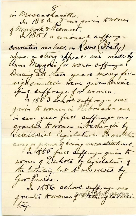 Letter - Woman's Suffrage - Retrospect and Prophecy