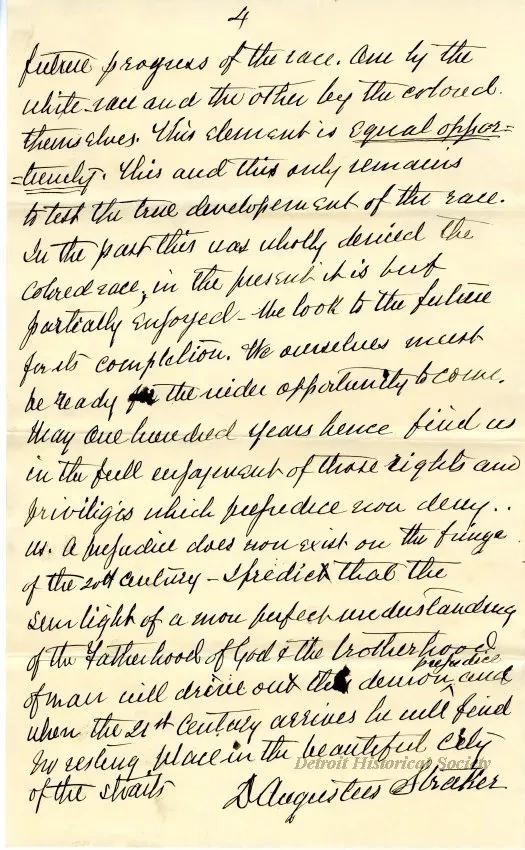 Letter - The Past, Present and Future of the Colored Race in Detroit