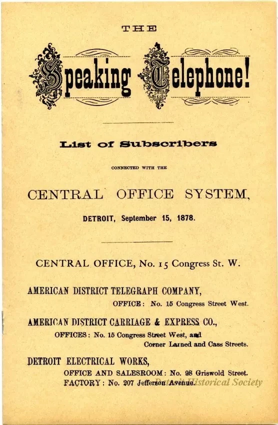 Directory, Telephone - The Speaking Telephone!
List of Subscribers connected with the Central Office System