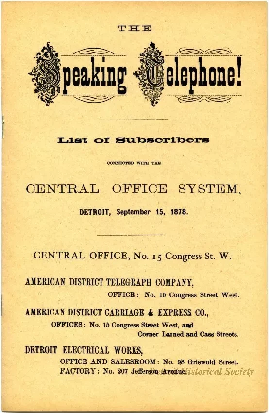Directory, Telephone - The Speaking Telephone!
List of Subscribers connected with the Central Office System