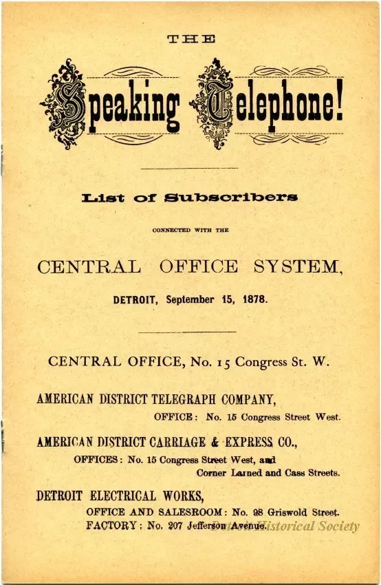 Directory, Telephone - The Speaking Telephone!
List of Subscribers connected with the Central Office System
