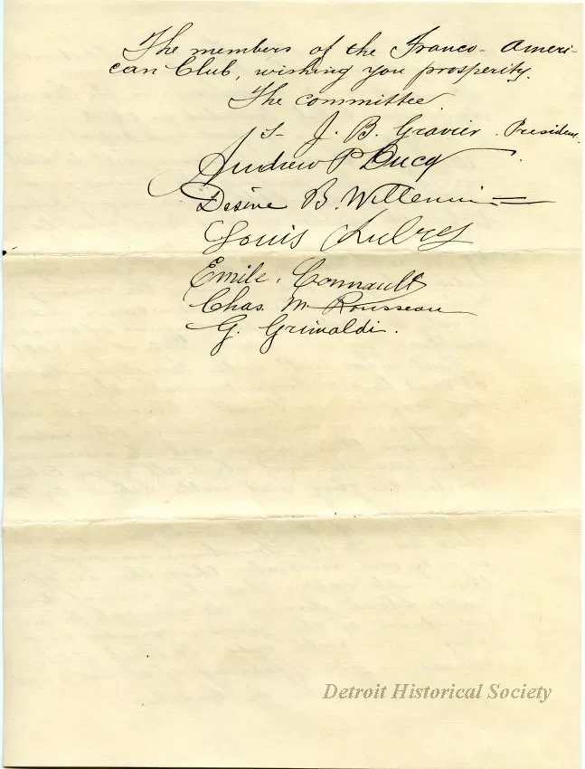 Letter - The Franco-American Club