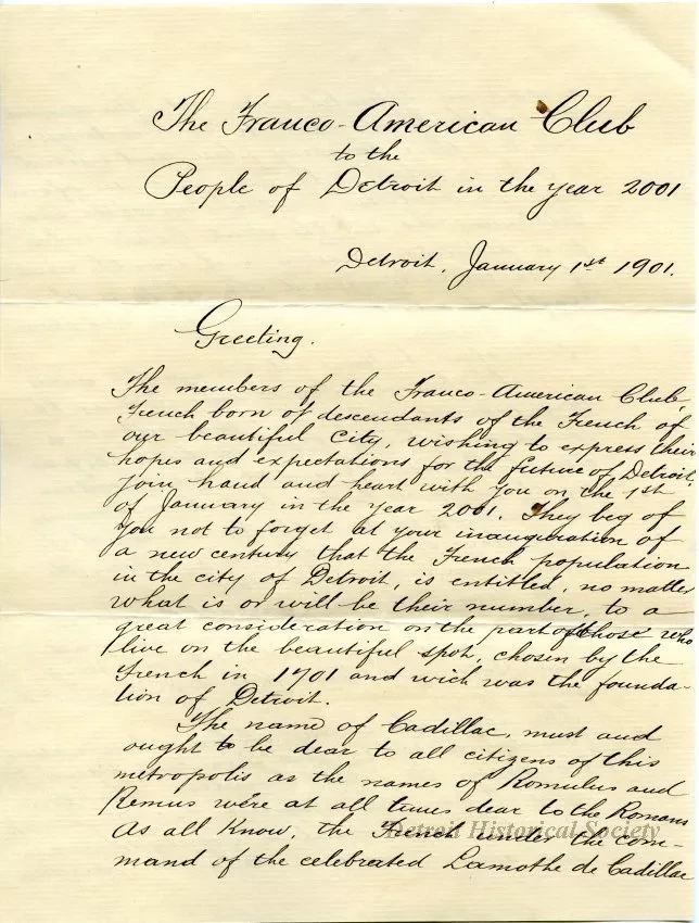Letter - The Franco-American Club