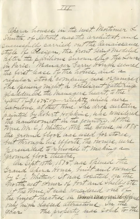 Letter - The Stage in Detroit