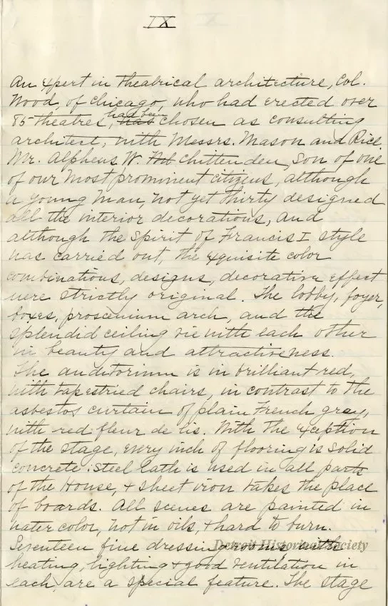 Letter - The Stage in Detroit