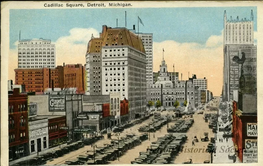 Postcard - Cadillac Square, Detroit, Michigan.