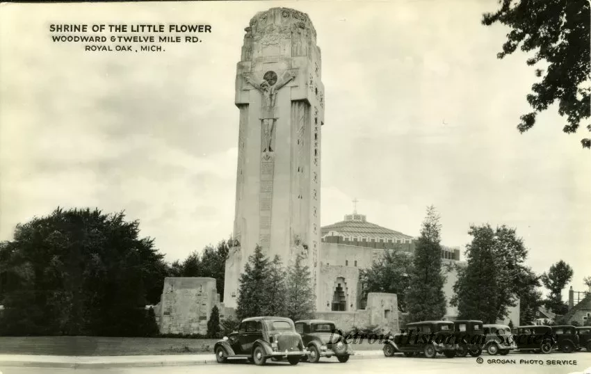 Postcard - Shrine of the Little Flower, Woodward & Twelve Mile Rd., Royal Oak, Mich.