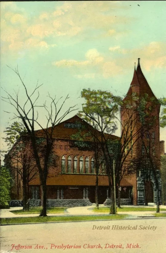 Postcard - Jefferson Ave., Presbyterian Church, Detroit, Mich.
