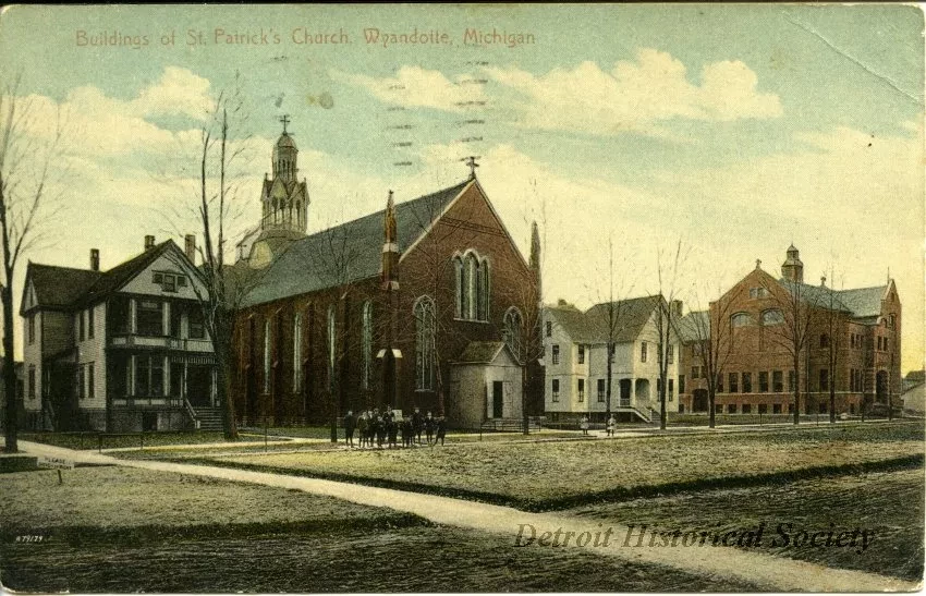 Postcard - Buildings of St. Patrick's Church, Wyandotte, Michigan