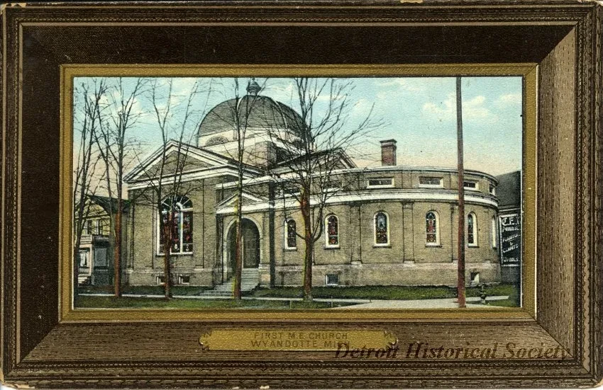 Postcard - First M.E. Church, Wyandotte, Mich.