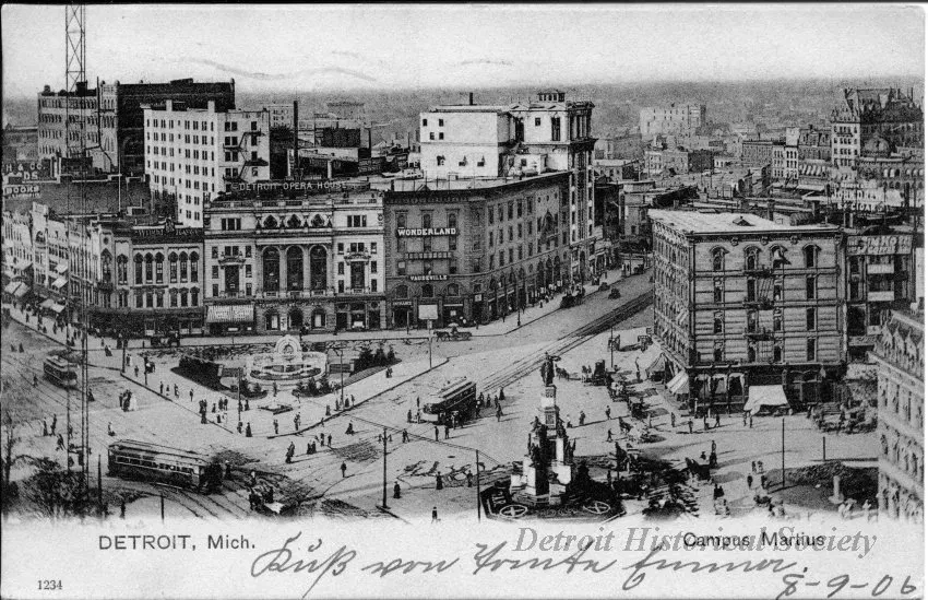 Postcard - Campus Martius, Detroit, Mich.