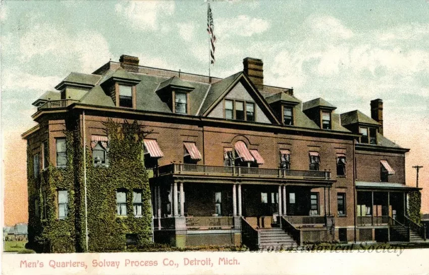 Postcard - Men's Quarters, Solvay Process Co., Detroit, Mich.