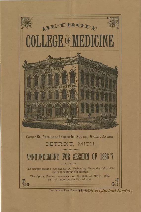 Booklet - Detroit College of Medicine Announcement for Session of 1886-7