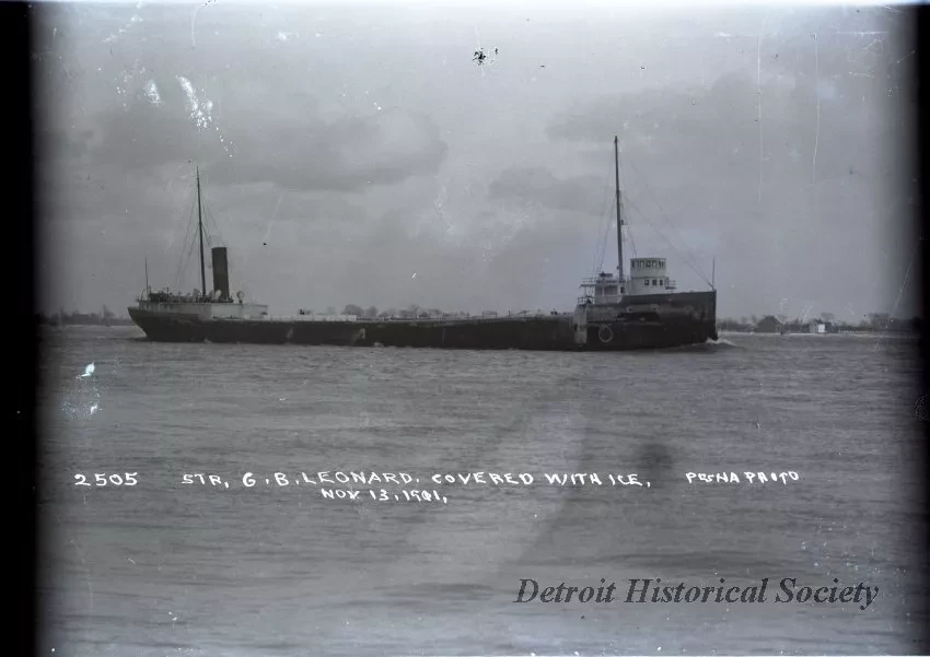Negative, Glass-plate - Str. G.B. LEONARD Covered with Ice, Nov. 13th, 1911