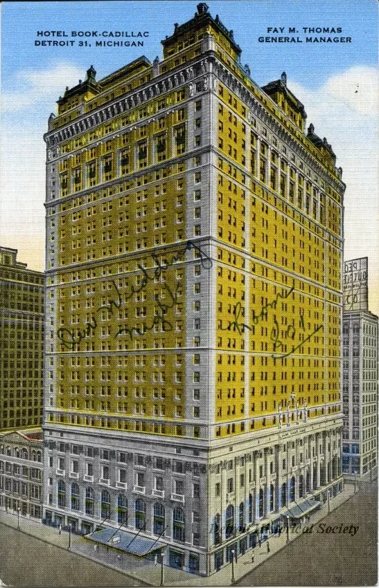 Postcard - Hotel Book-Cadillac, Detroit 31, Michigan.