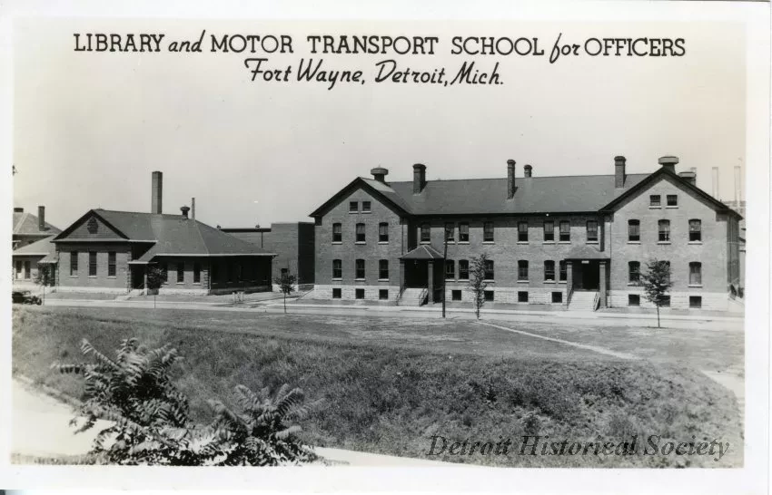 Postcard - Library and Motor Transport School for Officers, Fort Wayne, Detroit, Mich.