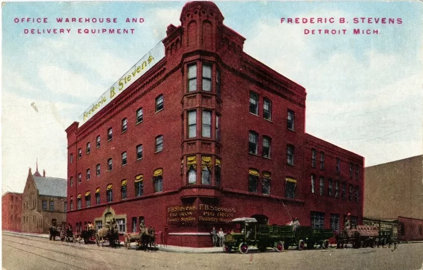 Postcard - Frederic B. Stevens, Detroit, Mich. Office, Warehouse and Delivery Equipment.