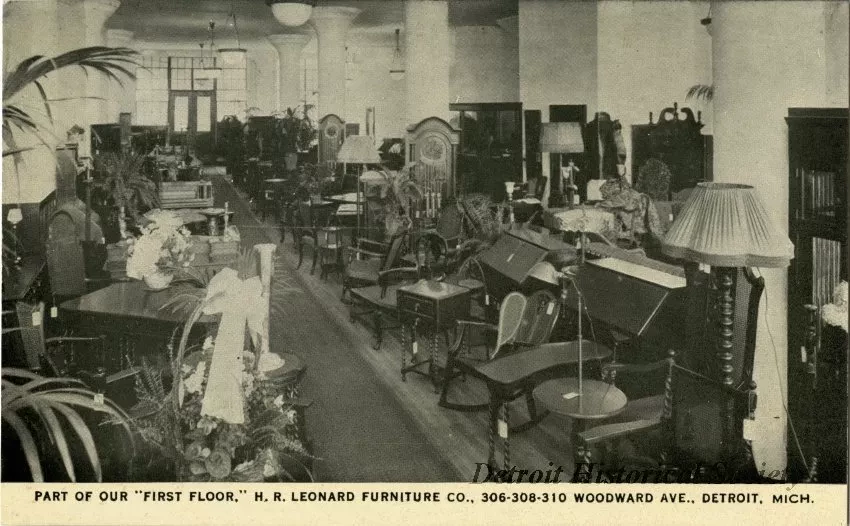Postcard - Part of Our "First Floor," H.R. Leonard Furniture Co., 306-308-310 Woodward Ave., Detroit, Mich.